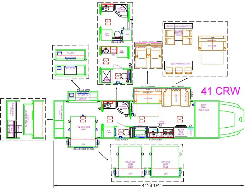 A floorplan and sketch for Motorhomes