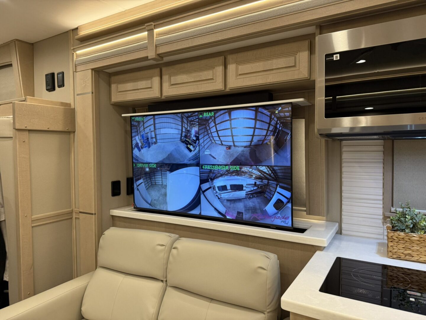 Surveillance camera feed displayed on TV.