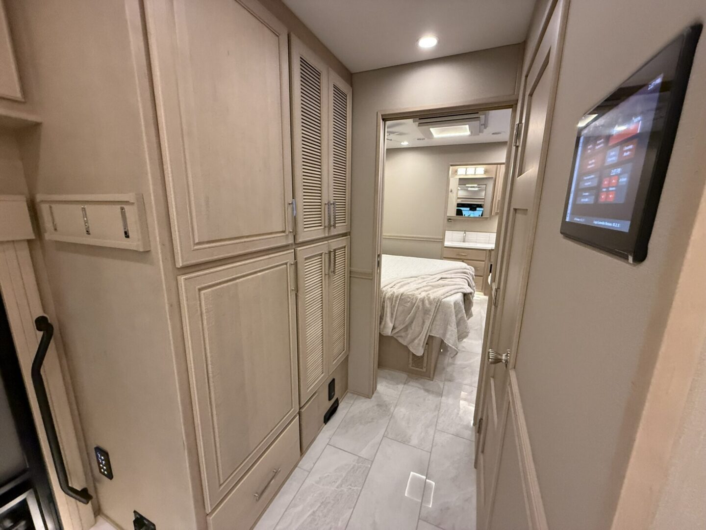 Interior hallway of a modern RV.