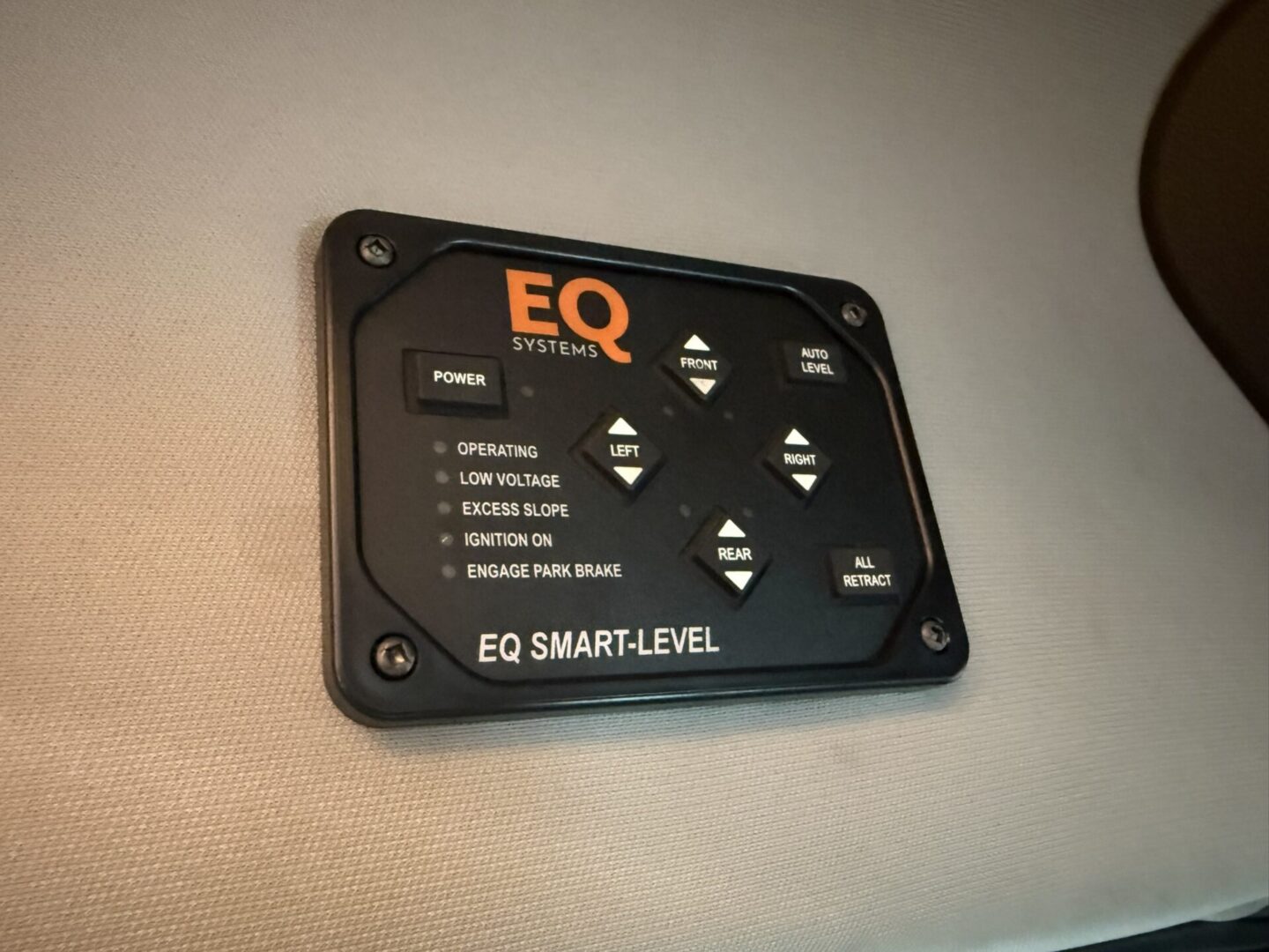 EQ Smart-Level control panel for leveling system.